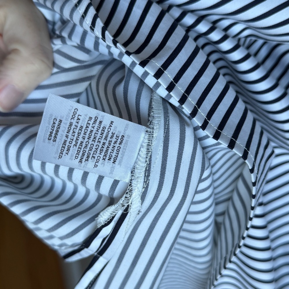 Nordstrom Black and White Striped Button Down Shirt Women’s Size Large - Picture 5 of 8
